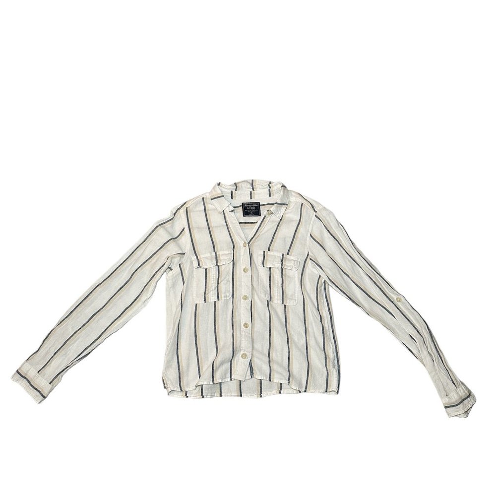 Abercrombie White Striped Button Down